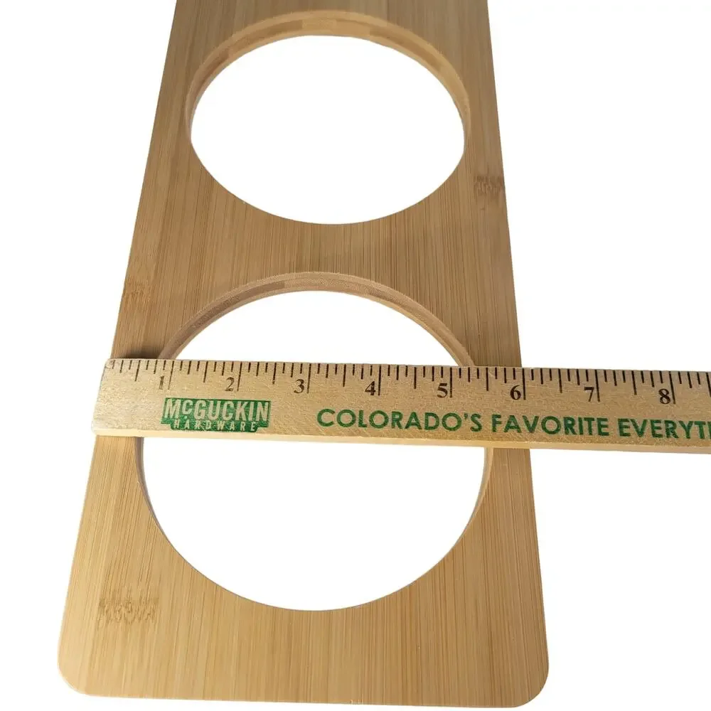 Elevated Bamboo Dog Bowl Stand with White Bowls